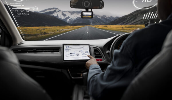 Smart car navigation screen with speedometer